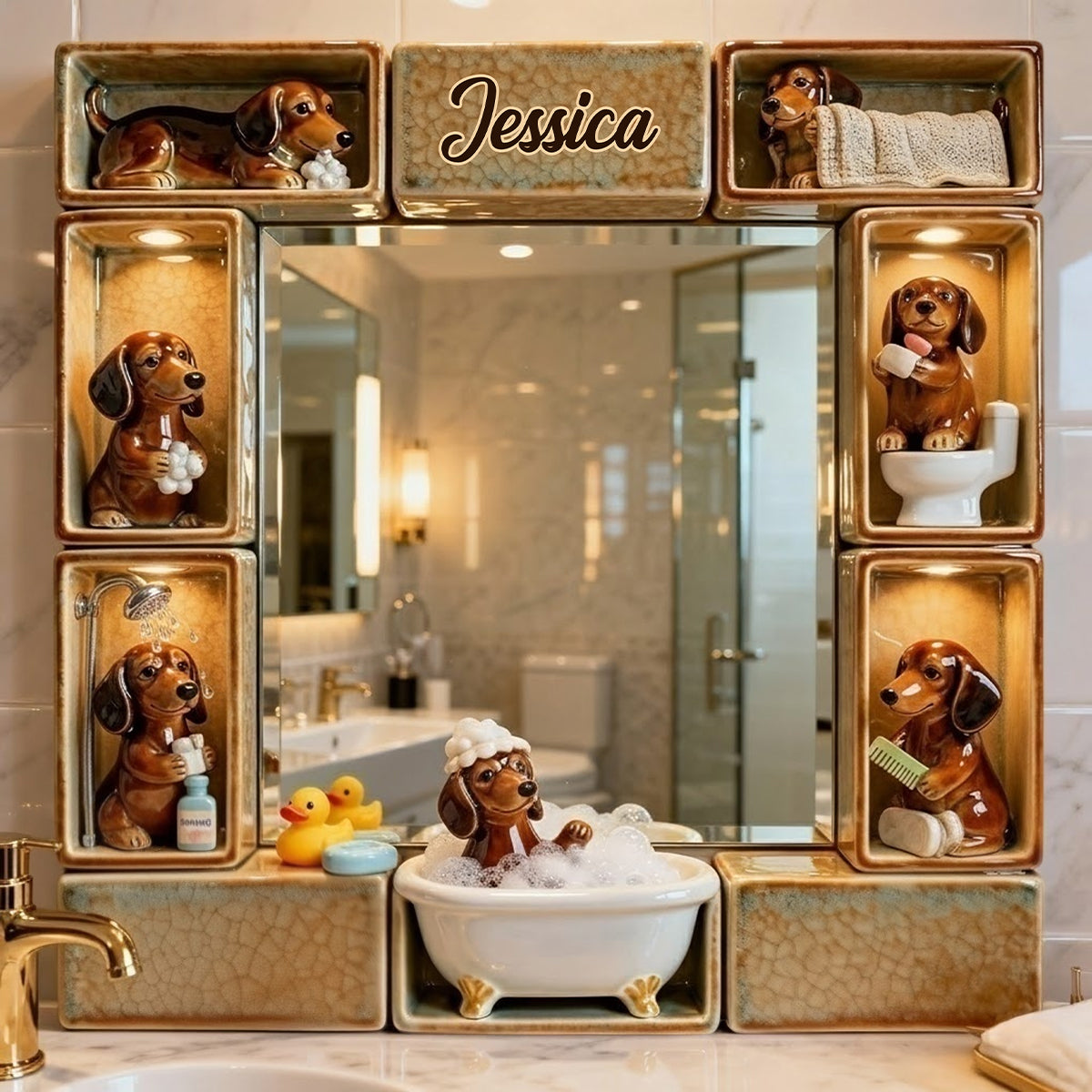 Adorable teckel - Miroir mural personnalisé à l'effigie d'un teckel