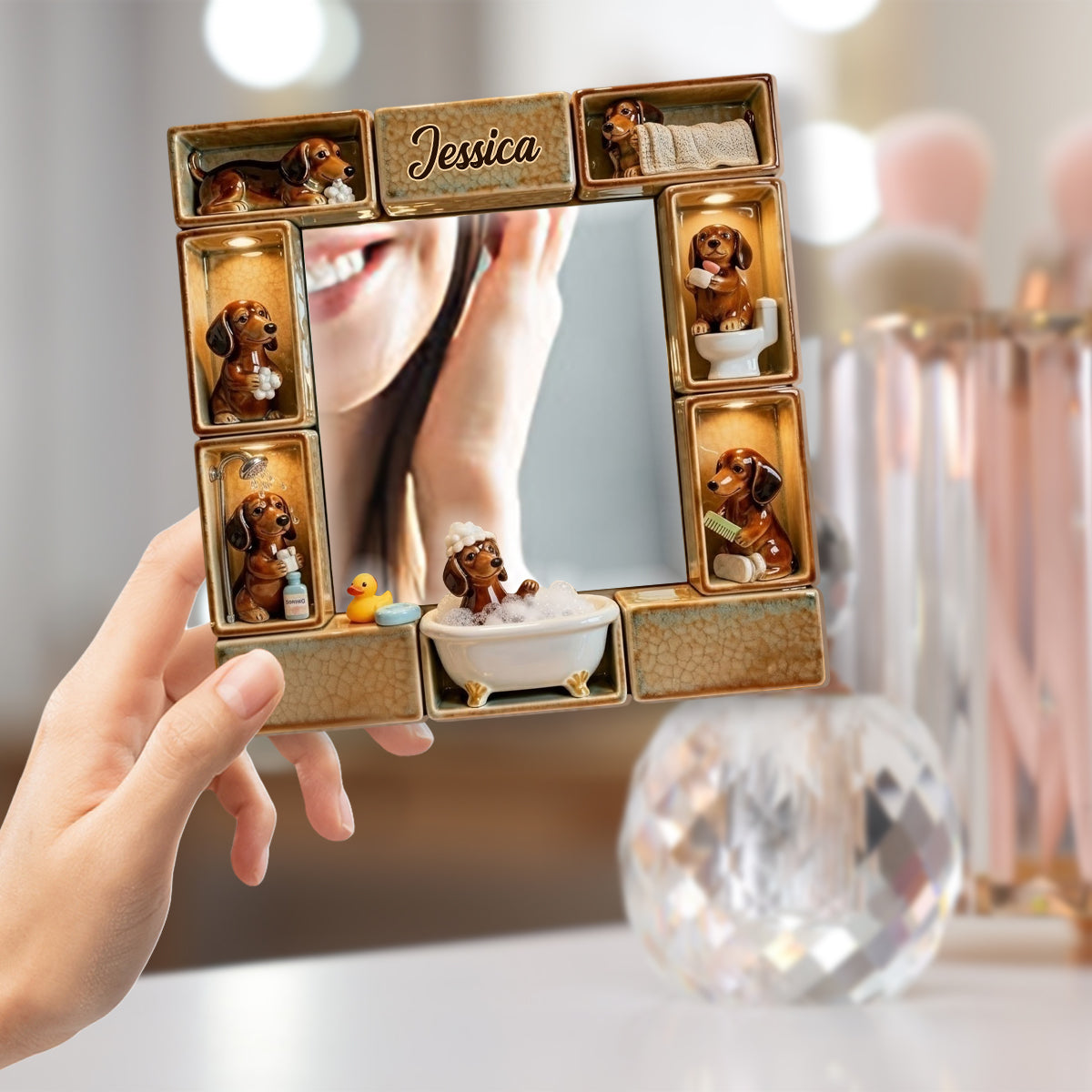Adorable teckel - Miroir mural personnalisé à l'effigie d'un teckel
