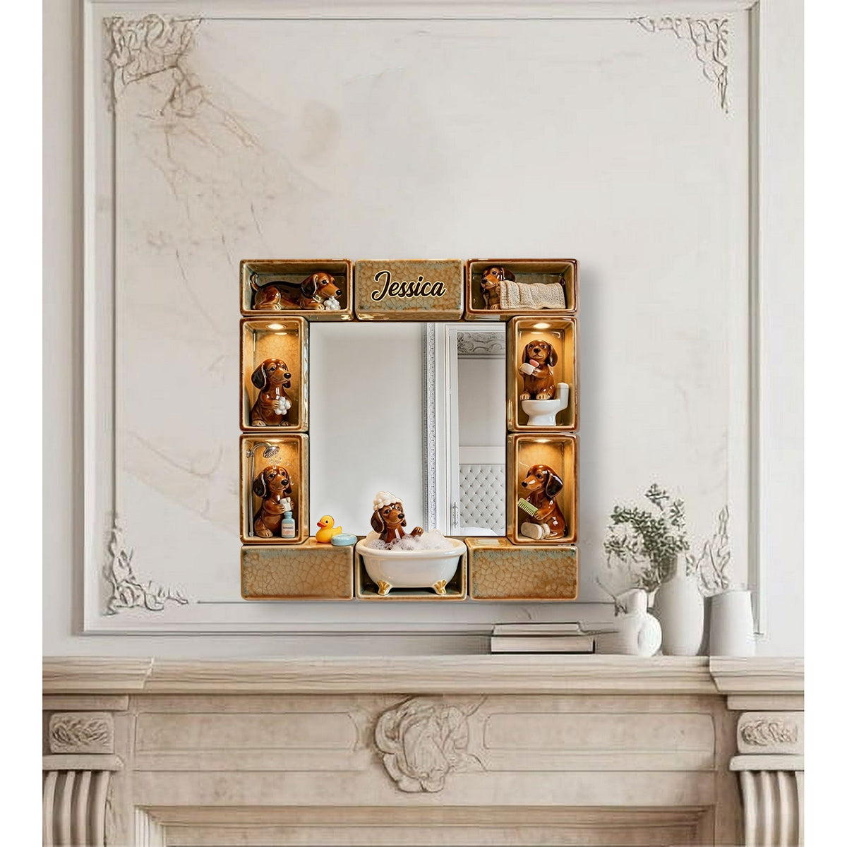 Adorable teckel - Miroir mural personnalisé à l'effigie d'un teckel