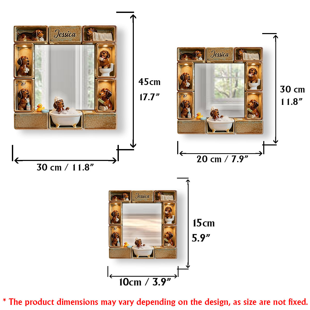 Adorable teckel - Miroir mural personnalisé à l'effigie d'un teckel