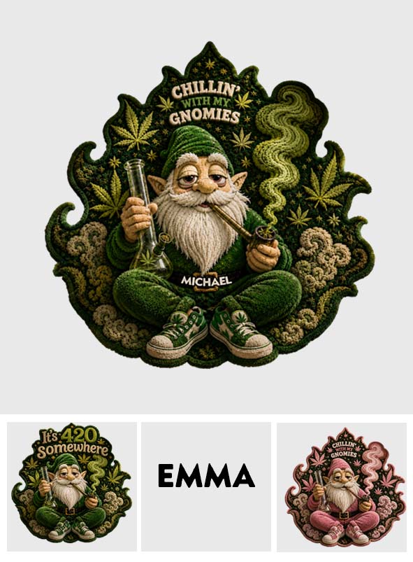 Rauchender Gnom, Es ist 420 irgendwo - Personalisierte Gras-förmige Fußmatte/Teppich