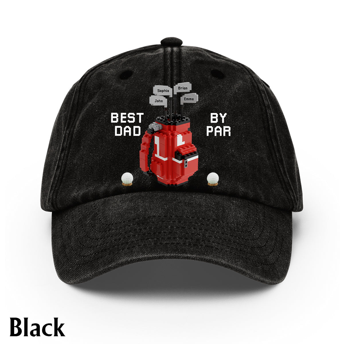 Best Dad By Par - Personalized Golf Washed Denim Cap