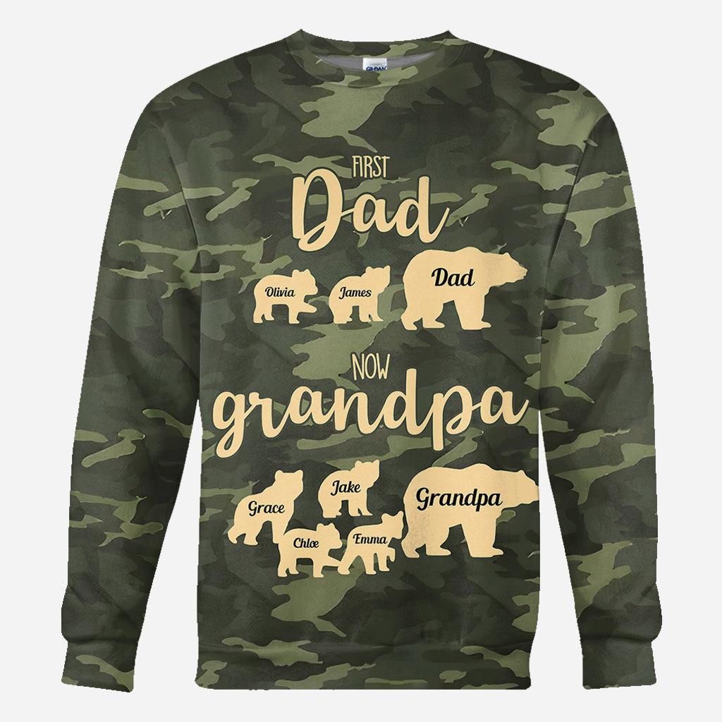 Erst Papa, jetzt Opa – Bärentarnmuster – Personalisiertes Opa-Shirt