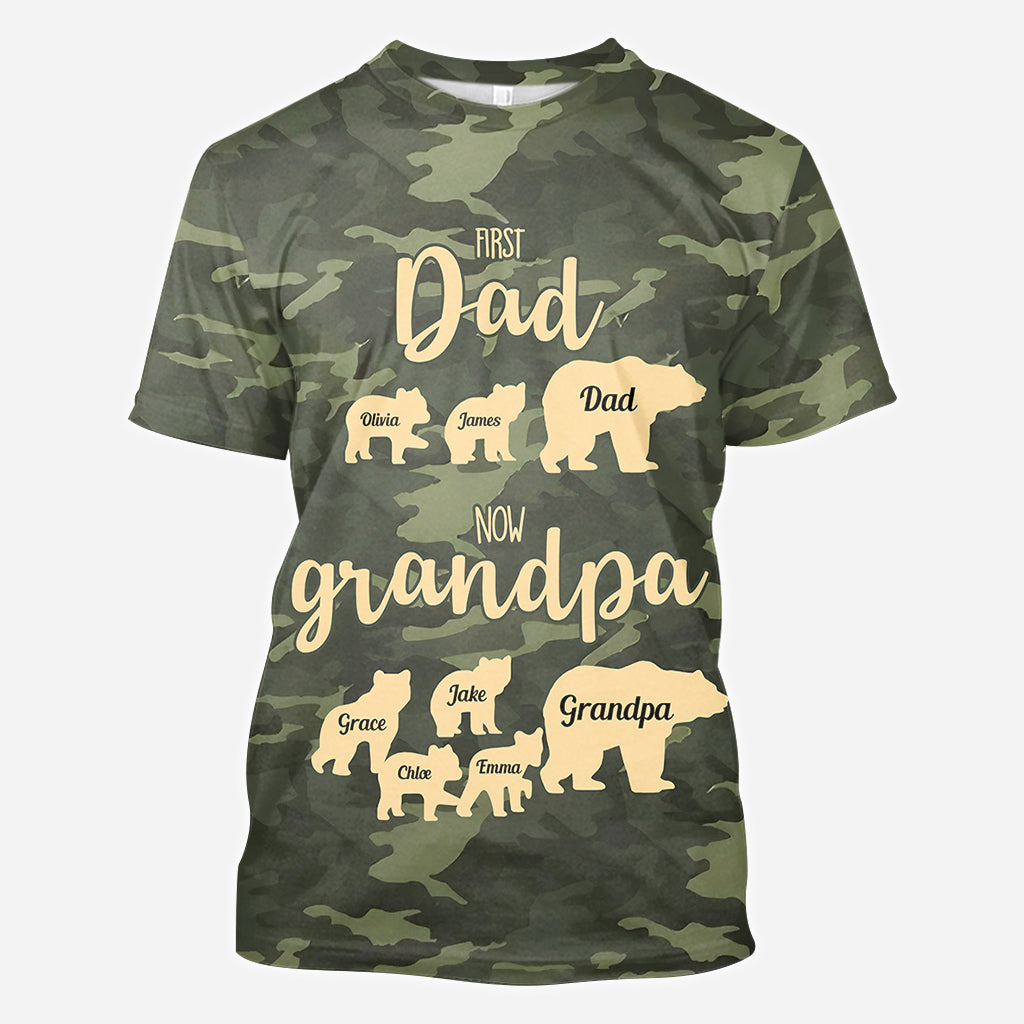 Erst Papa, jetzt Opa – Bärentarnmuster – Personalisiertes Opa-Shirt