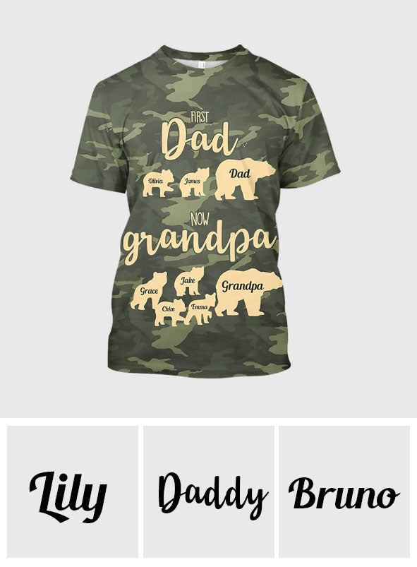 Erst Papa, jetzt Opa – Bärentarnmuster – Personalisiertes Opa-Shirt