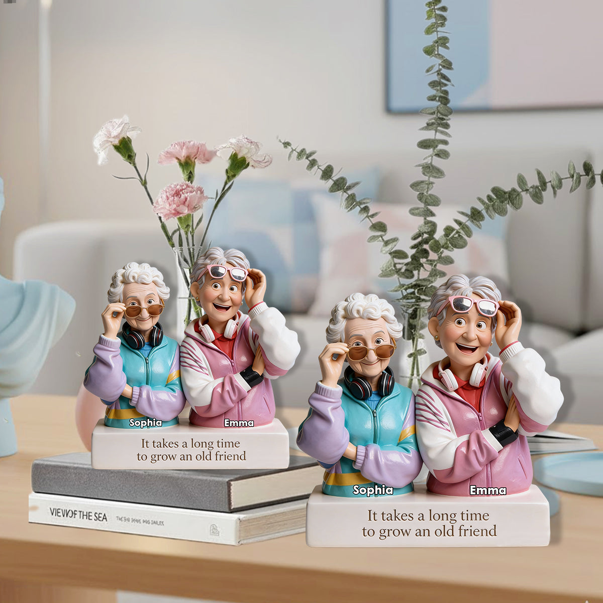 Il faut du temps pour se faire une vieille amie - Vase à fleurs en acrylique personnalisé « Meilleure amie » - Forme personnalisée