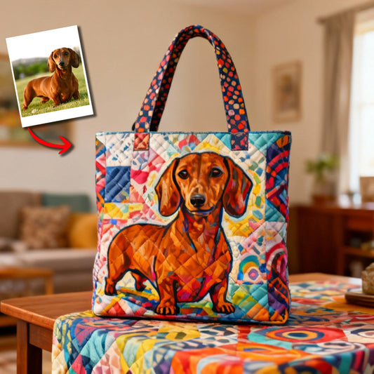 Ausgefallene Haustierkunst – Personalisierte gesteppte Tragetasche mit Hunde- und Katzenmotiven