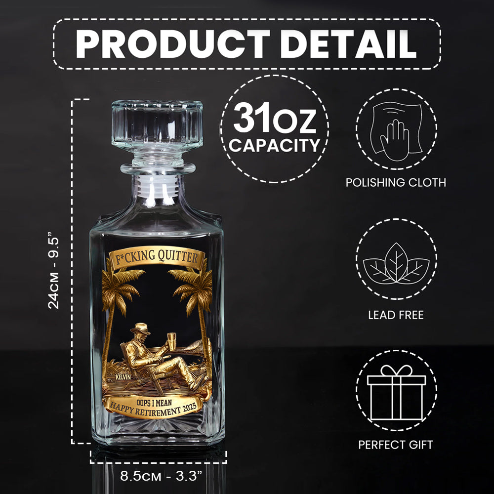 Appreciation, Retirement Gift For Coworkers, Work Friends, Colleagues - Personalized Retired Whiskey Decanter Set