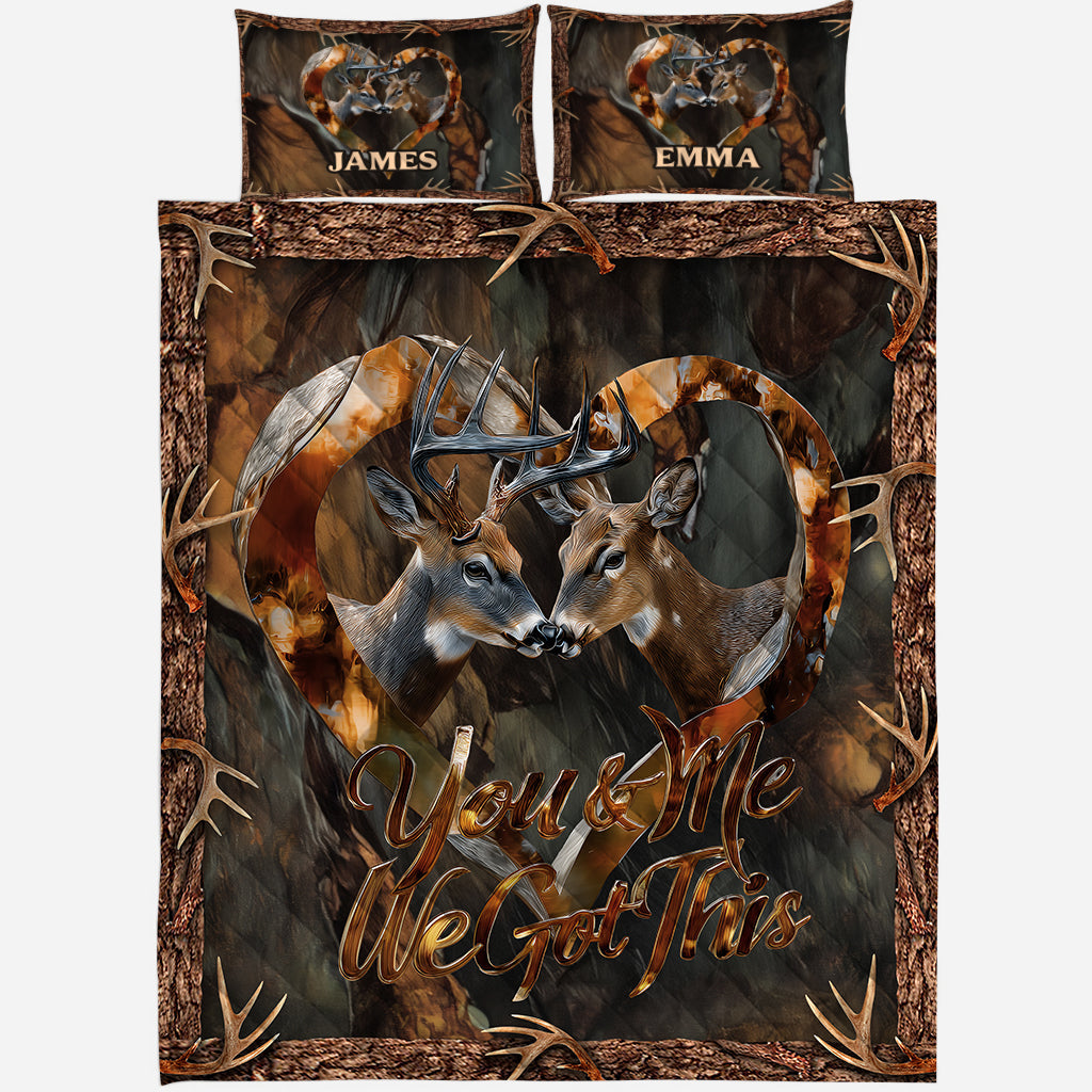 Du und ich, wir schaffen das – Personalisiertes Jagd-Quilt-Set