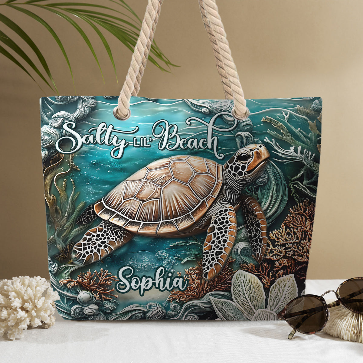 Salty Lil' Beach - Personalized Turtle Beach Bag