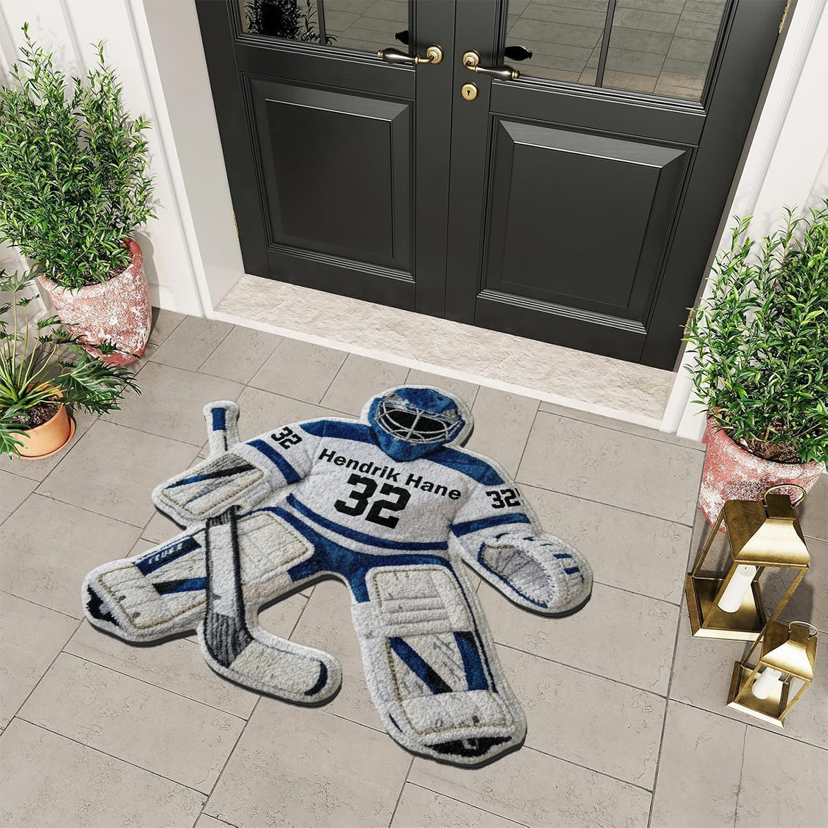 J'adore le hockey - Tapis de hockey antidérapant personnalisé