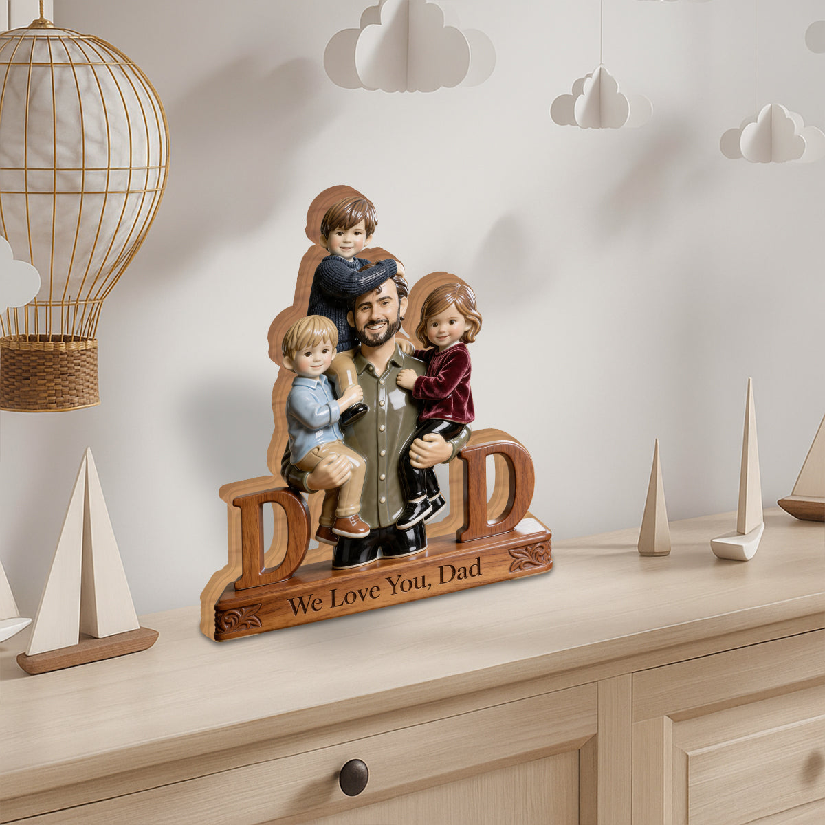 Meilleur Papa - Plaque en Bois Personnalisée en Forme Unique