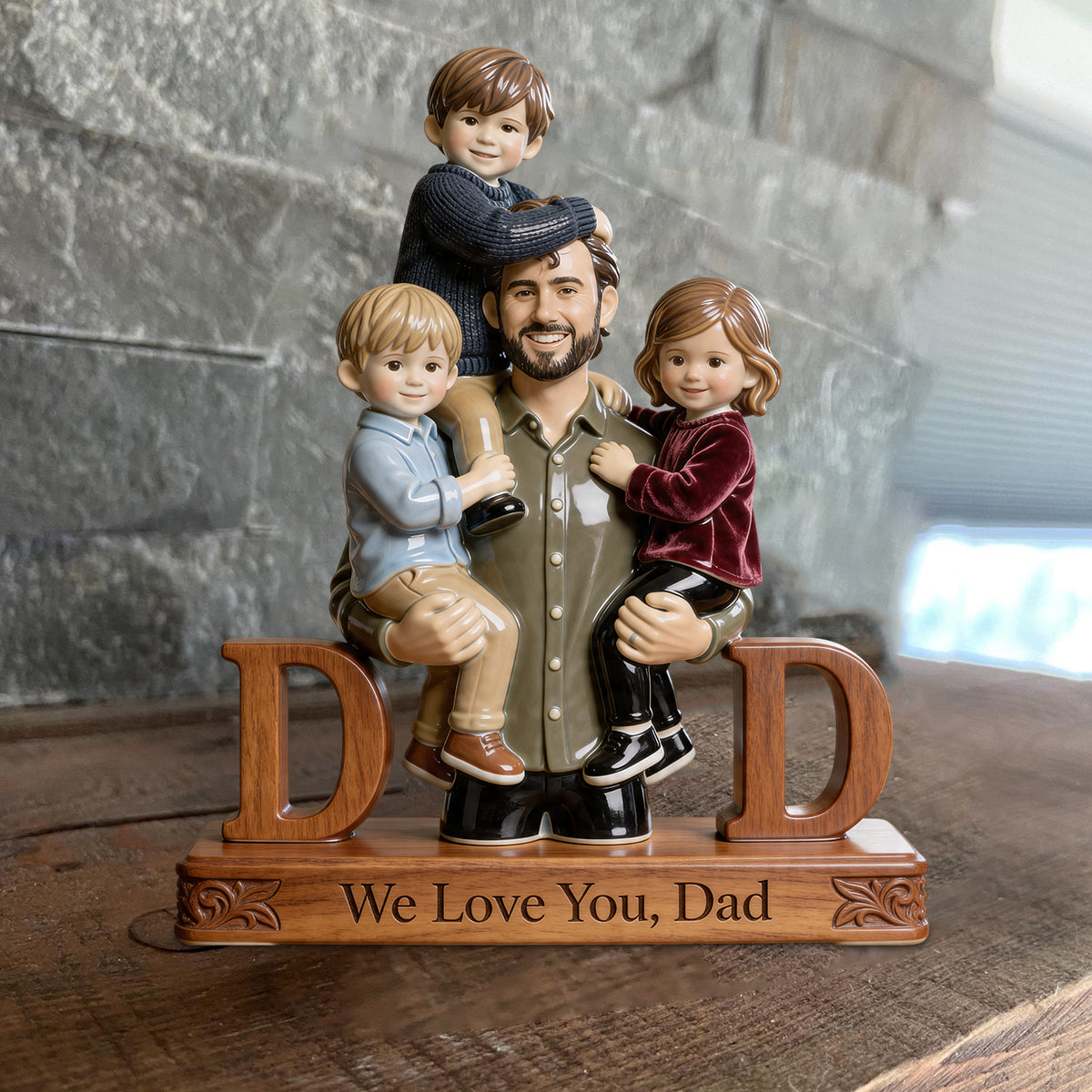 Meilleur Papa - Plaque en Bois Personnalisée en Forme Unique