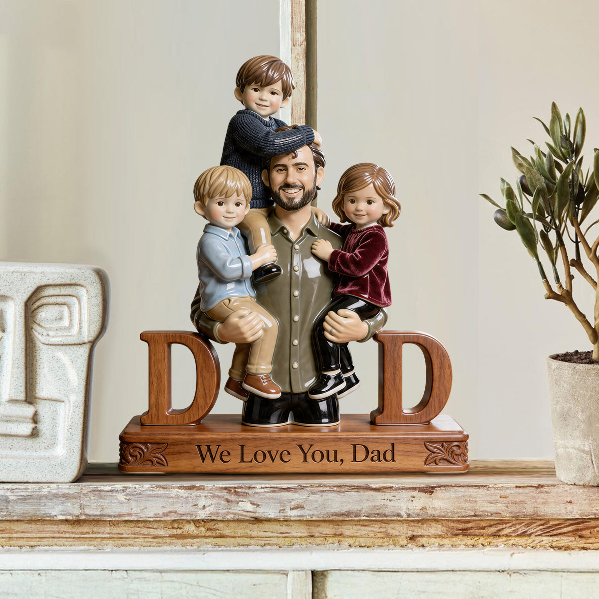 Meilleur Papa - Plaque en Bois Personnalisée en Forme Unique
