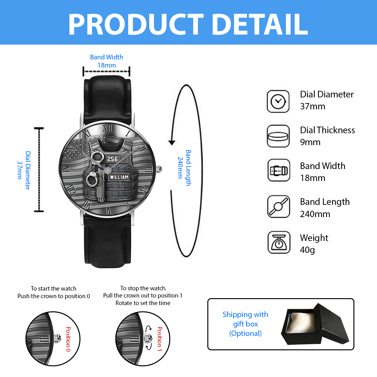 Servir et protéger - Montre de poche personnalisée pour policier
