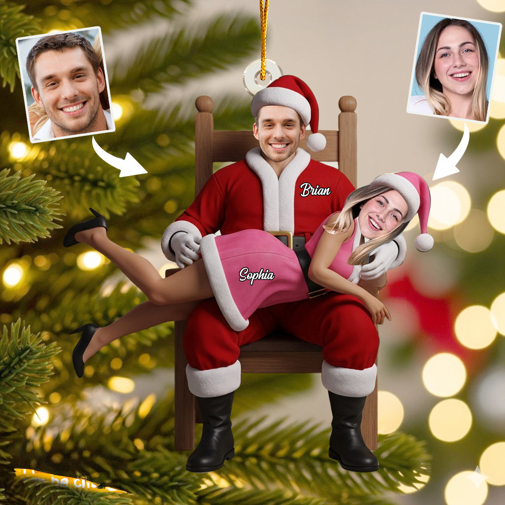 Funny Christmas Couple - Personalized Couple Transparent Ornament