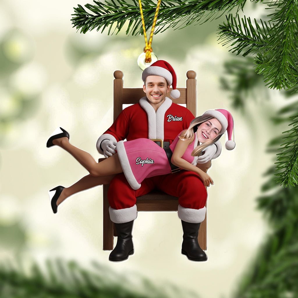 Funny Christmas Couple - Personalized Couple Transparent Ornament