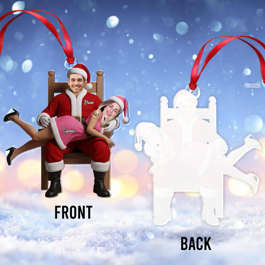 Funny Christmas Couple - Personalized Couple Transparent Ornament
