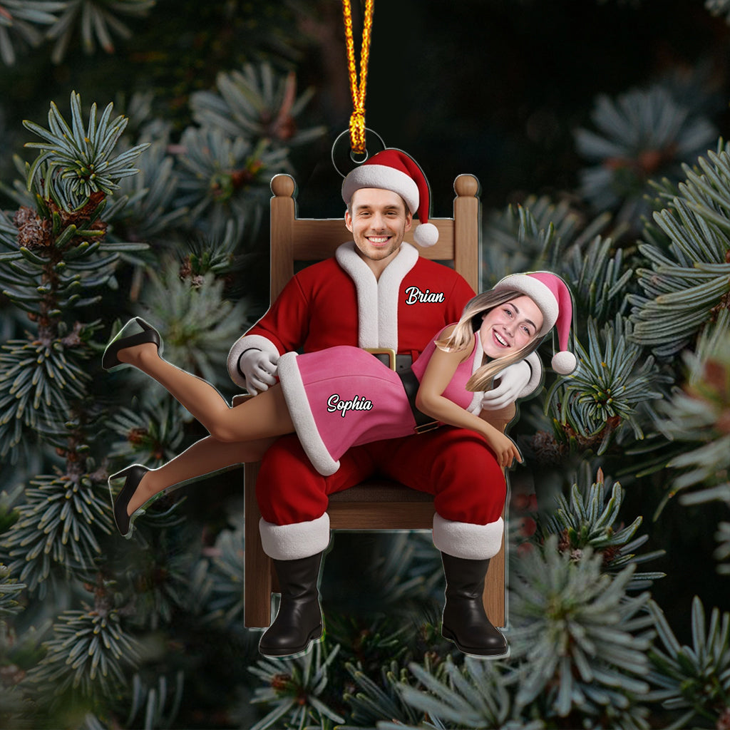 Funny Christmas Couple - Personalized Couple Transparent Ornament