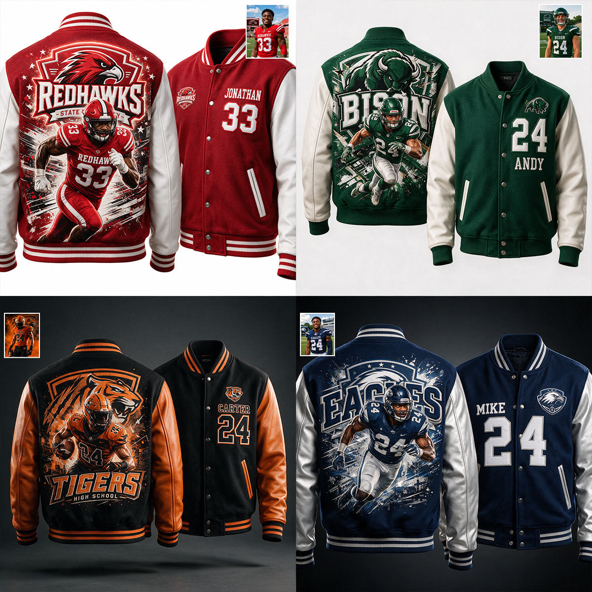 Custom From Any Photo - Personalized Football Varsity Jacket