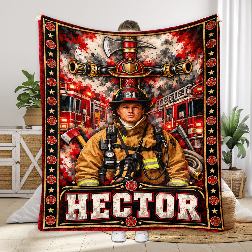 Faith & Courage - Personalized Firefighter Blanket