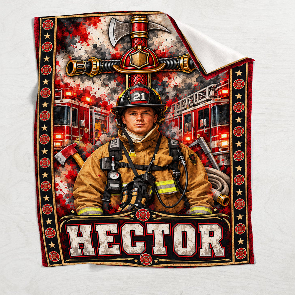 Faith & Courage - Personalized Firefighter Blanket