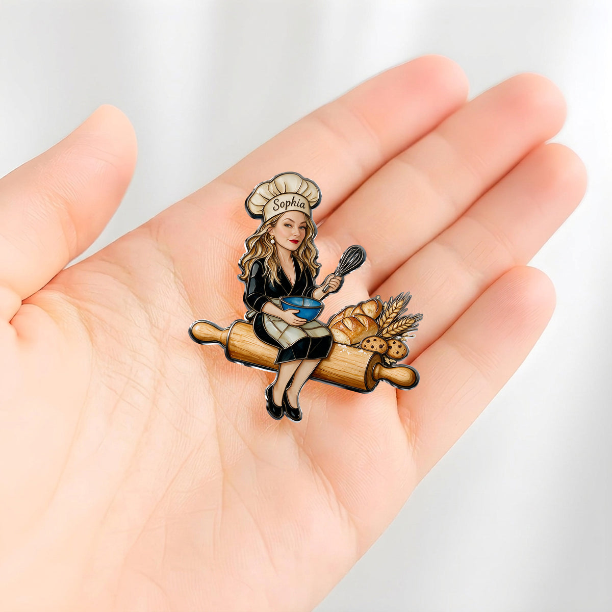 Liebe Backen - Personalisierte 3D-Prägung Emaille-Anstecknadel