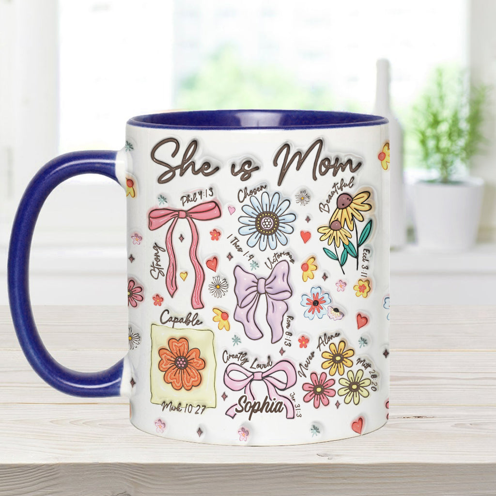She Is Mom - Personalized Mother Accent Mug