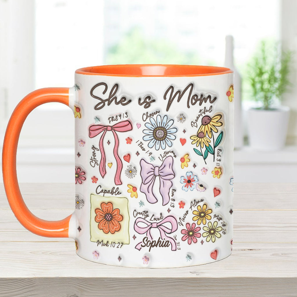 She Is Mom - Personalized Mother Accent Mug