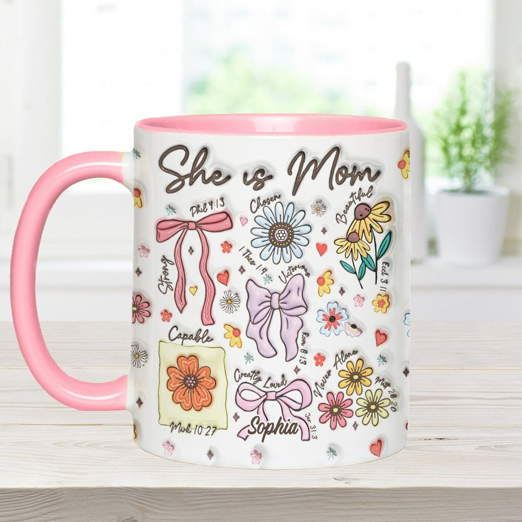 She Is Mom - Personalized Mother Accent Mug