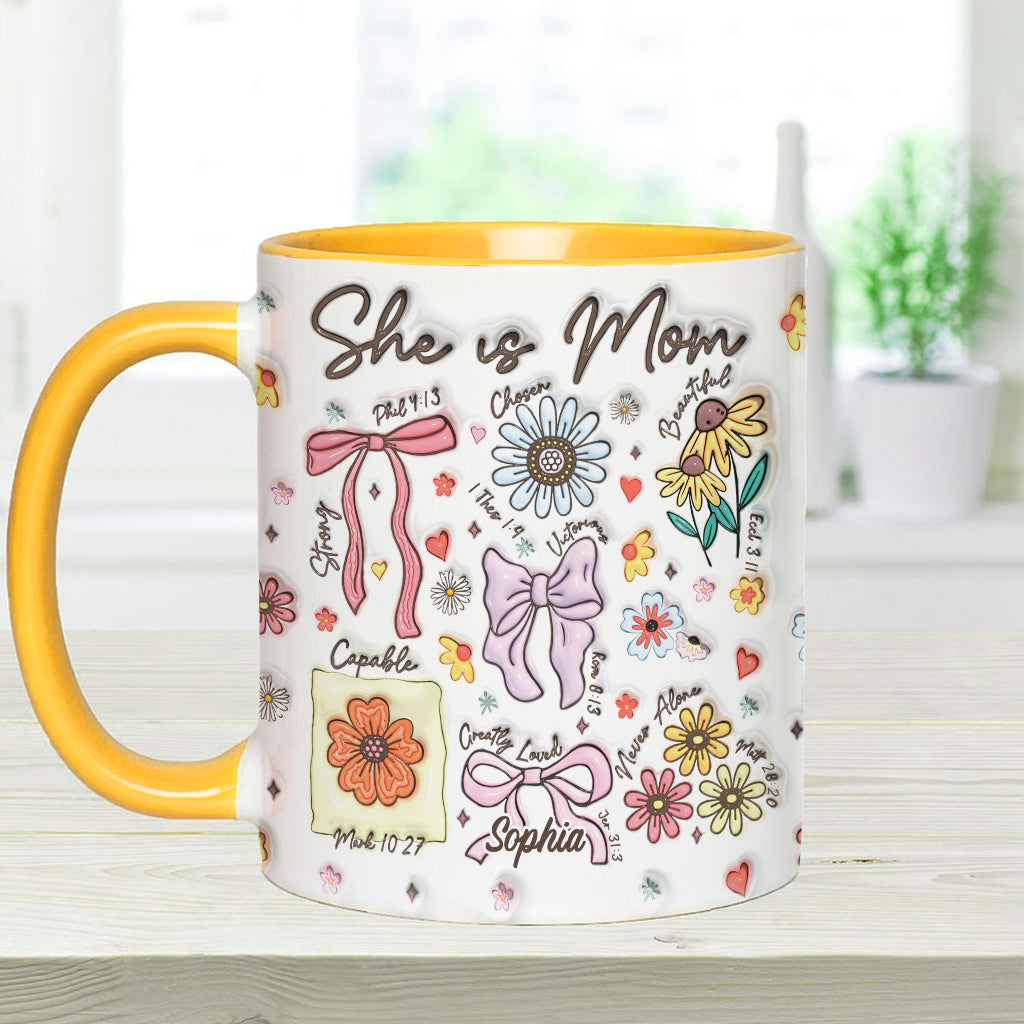 She Is Mom - Personalized Mother Accent Mug