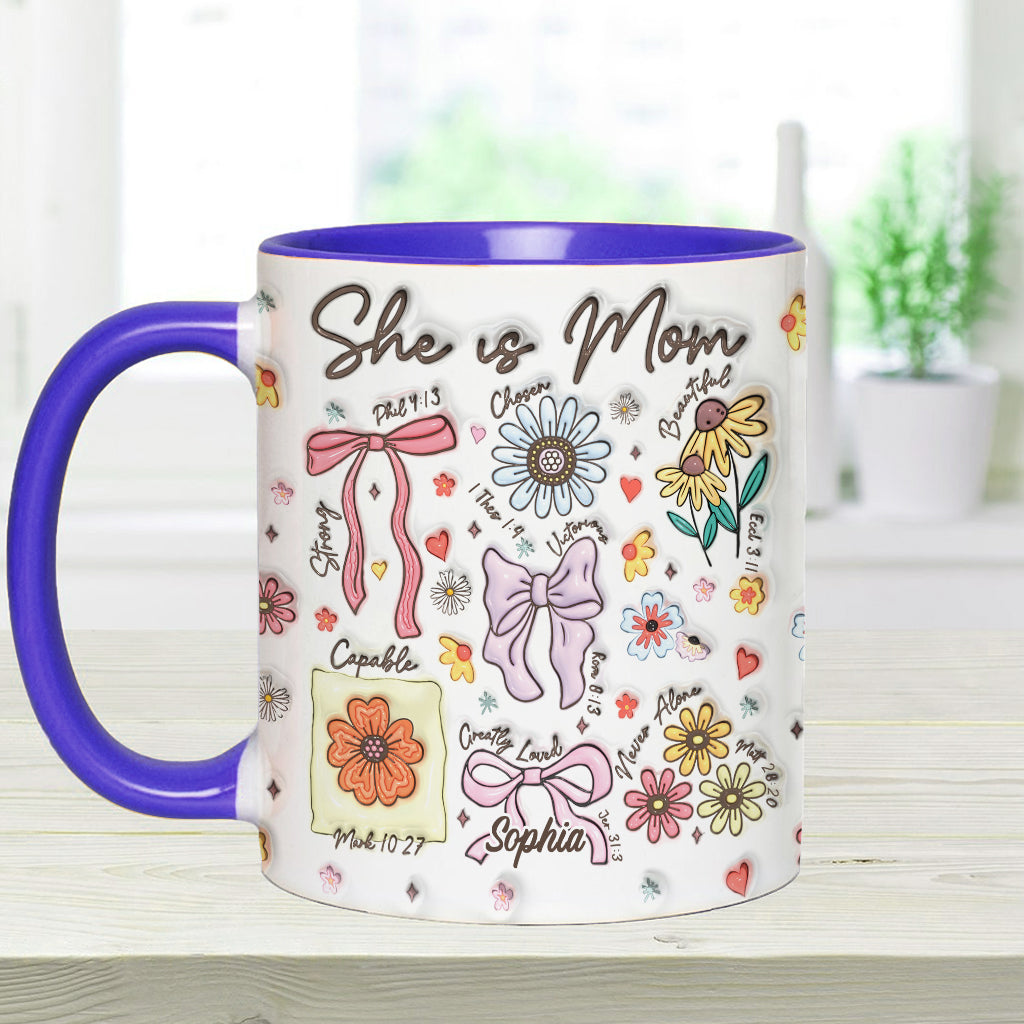 She Is Mom - Personalized Mother Accent Mug