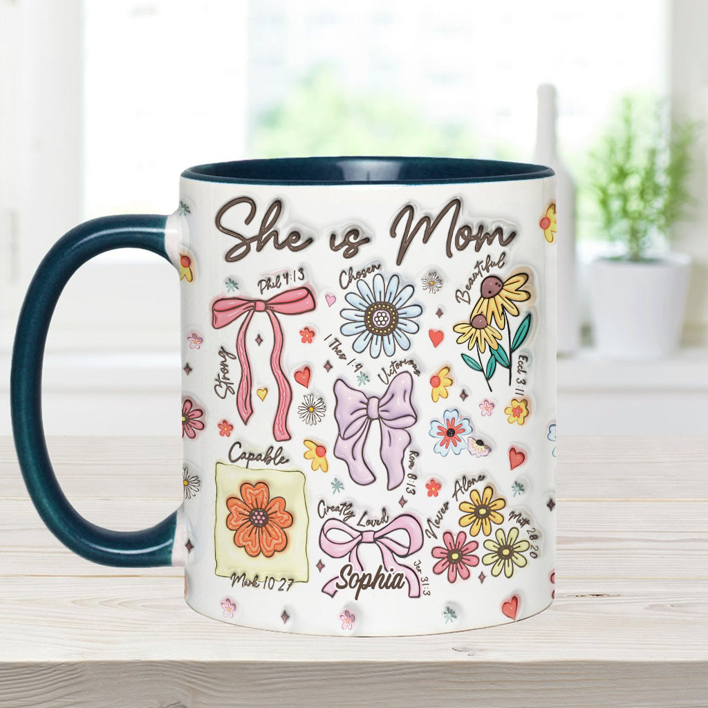 She Is Mom - Personalized Mother Accent Mug