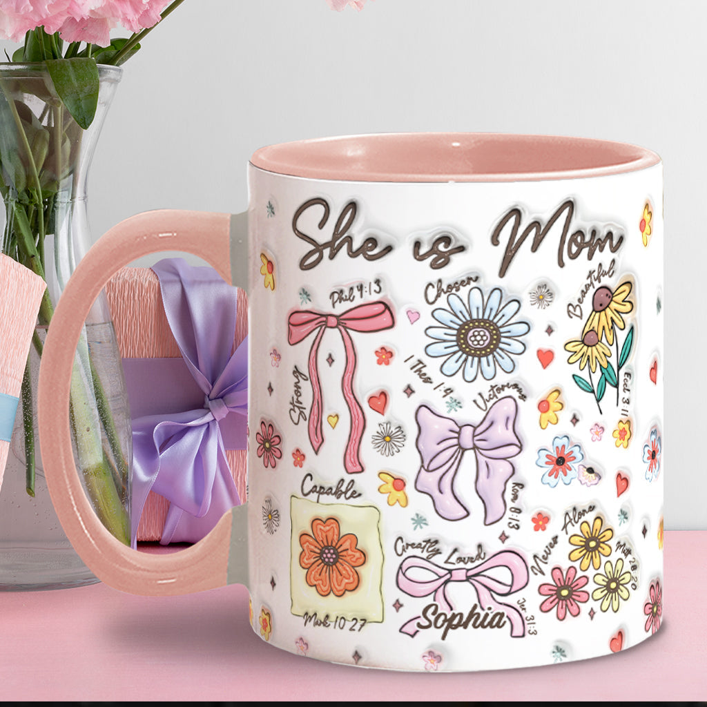 She Is Mom - Personalized Mother Accent Mug