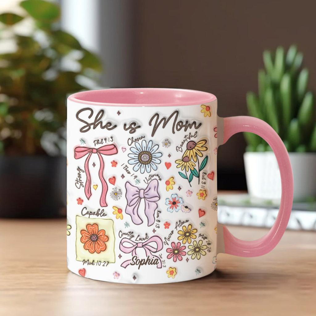 She Is Mom - Personalized Mother Accent Mug