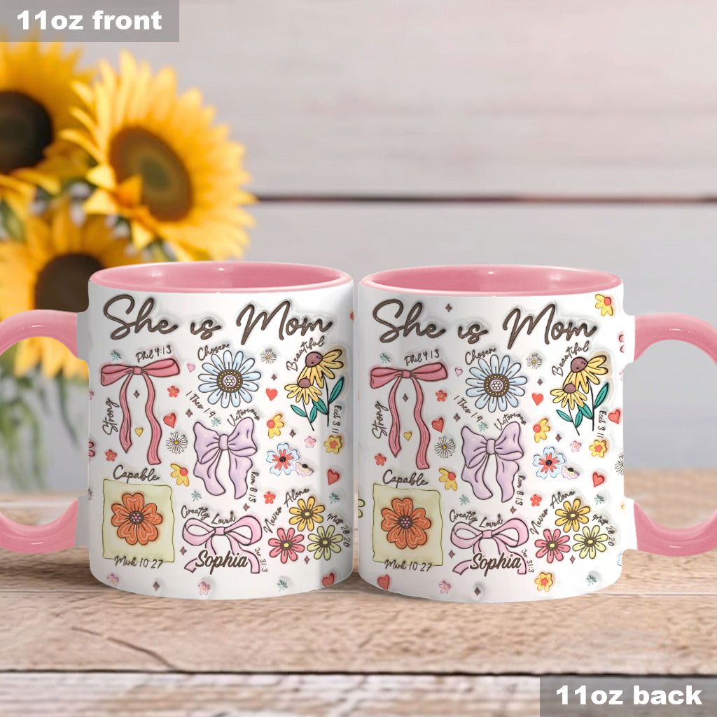 She Is Mom - Personalized Mother Accent Mug