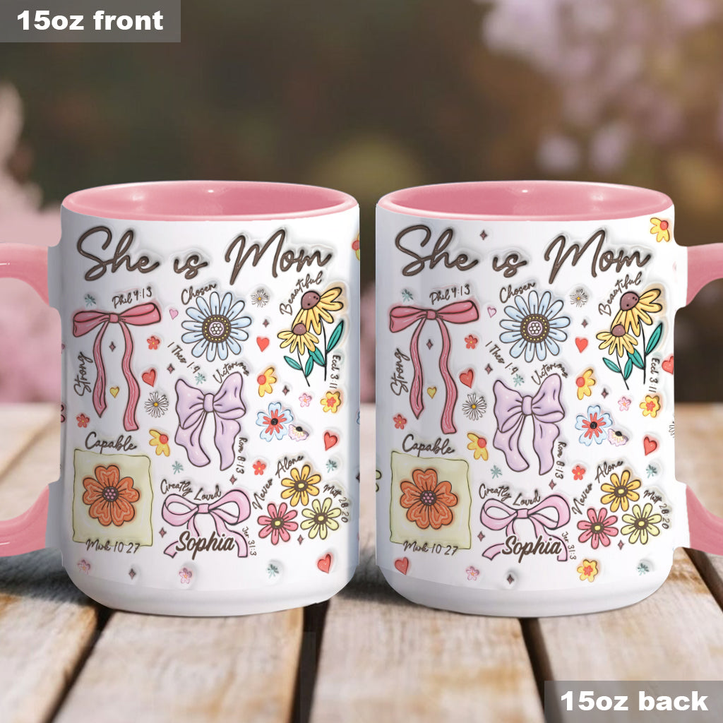 She Is Mom - Personalized Mother Accent Mug
