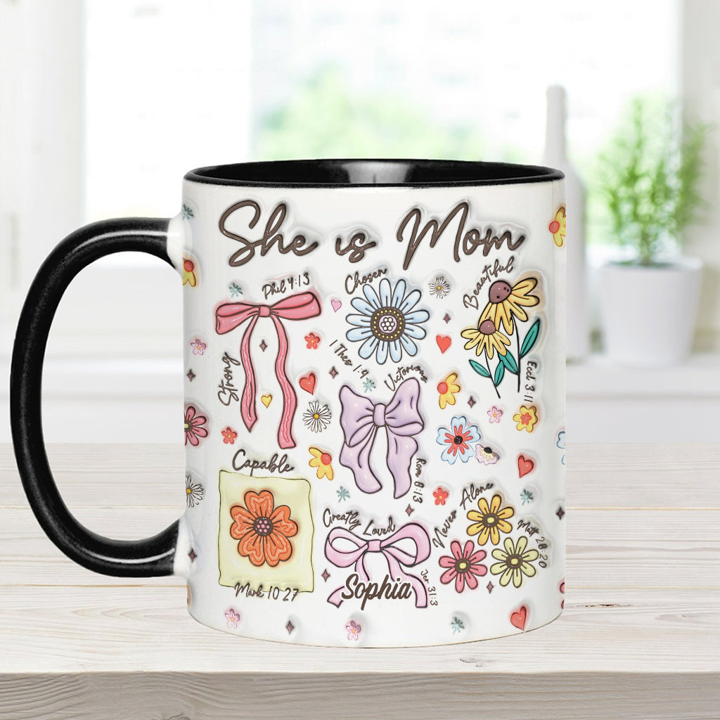 She Is Mom - Personalized Mother Accent Mug