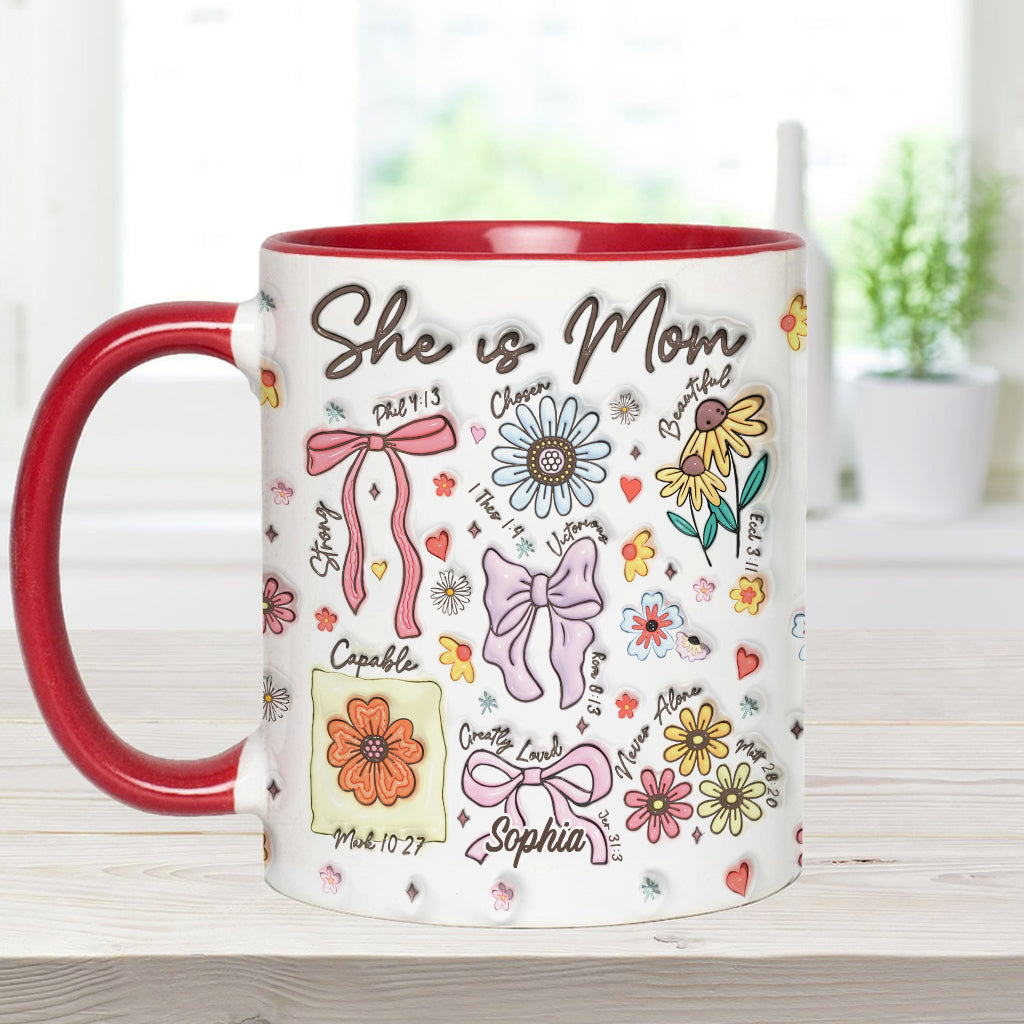 She Is Mom - Personalized Mother Accent Mug