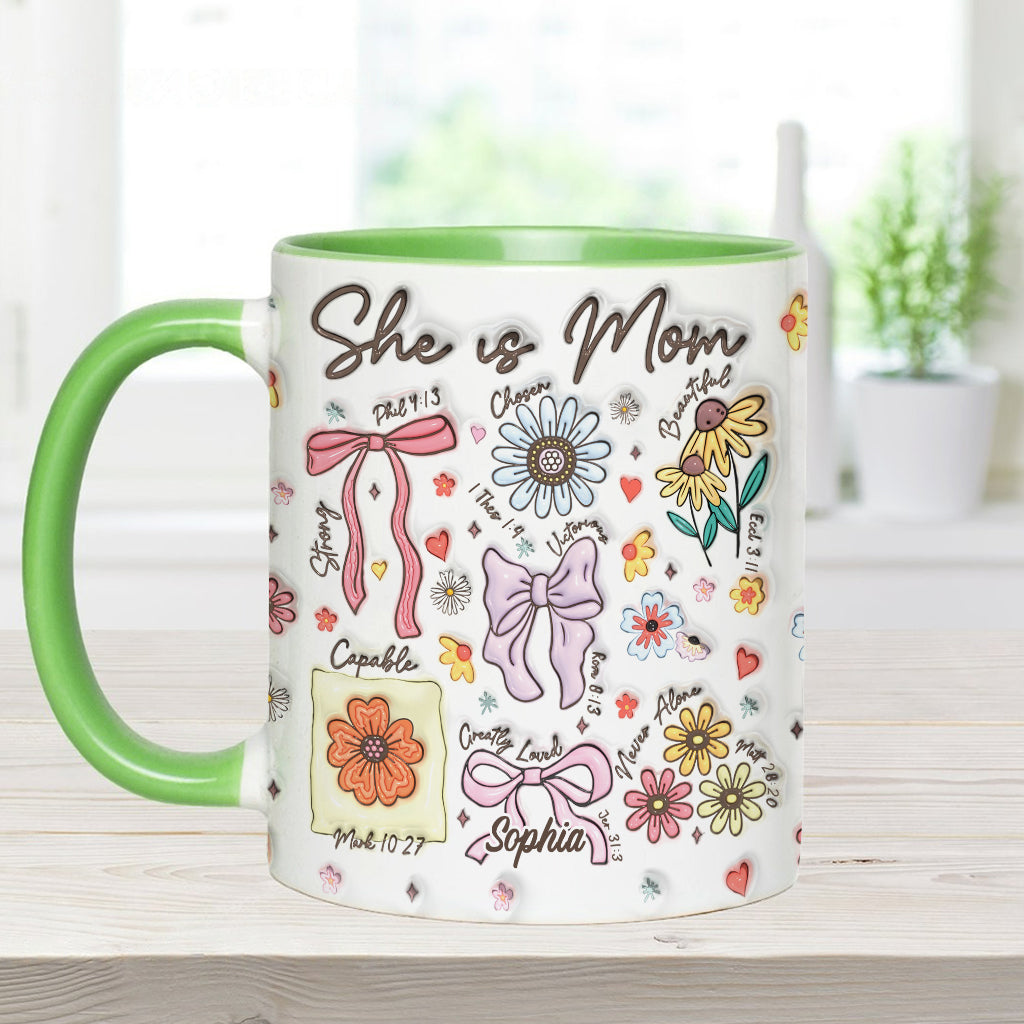 She Is Mom - Personalized Mother Accent Mug