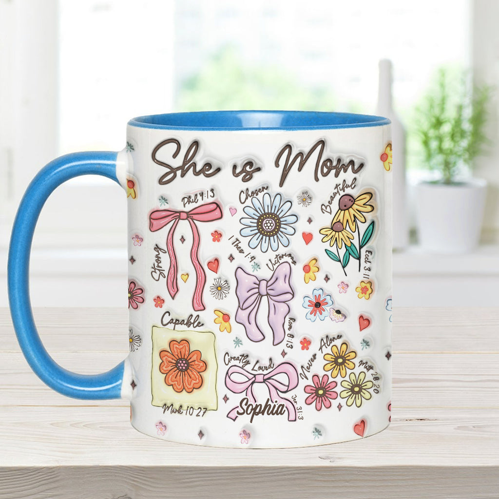 She Is Mom - Personalized Mother Accent Mug