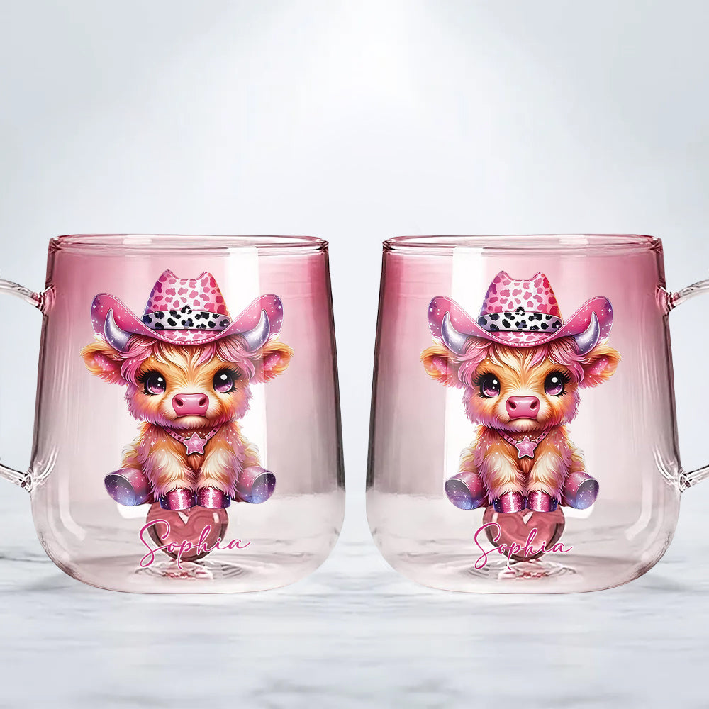 Mug personnalisé « Vache des Highlands mignonne » - Mug en verre dégradé « Vache des Highlands mignonne »