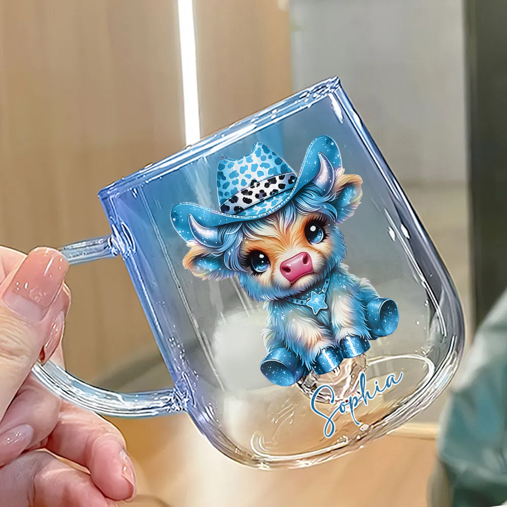 Mug personnalisé « Vache des Highlands mignonne » - Mug en verre dégradé « Vache des Highlands mignonne »