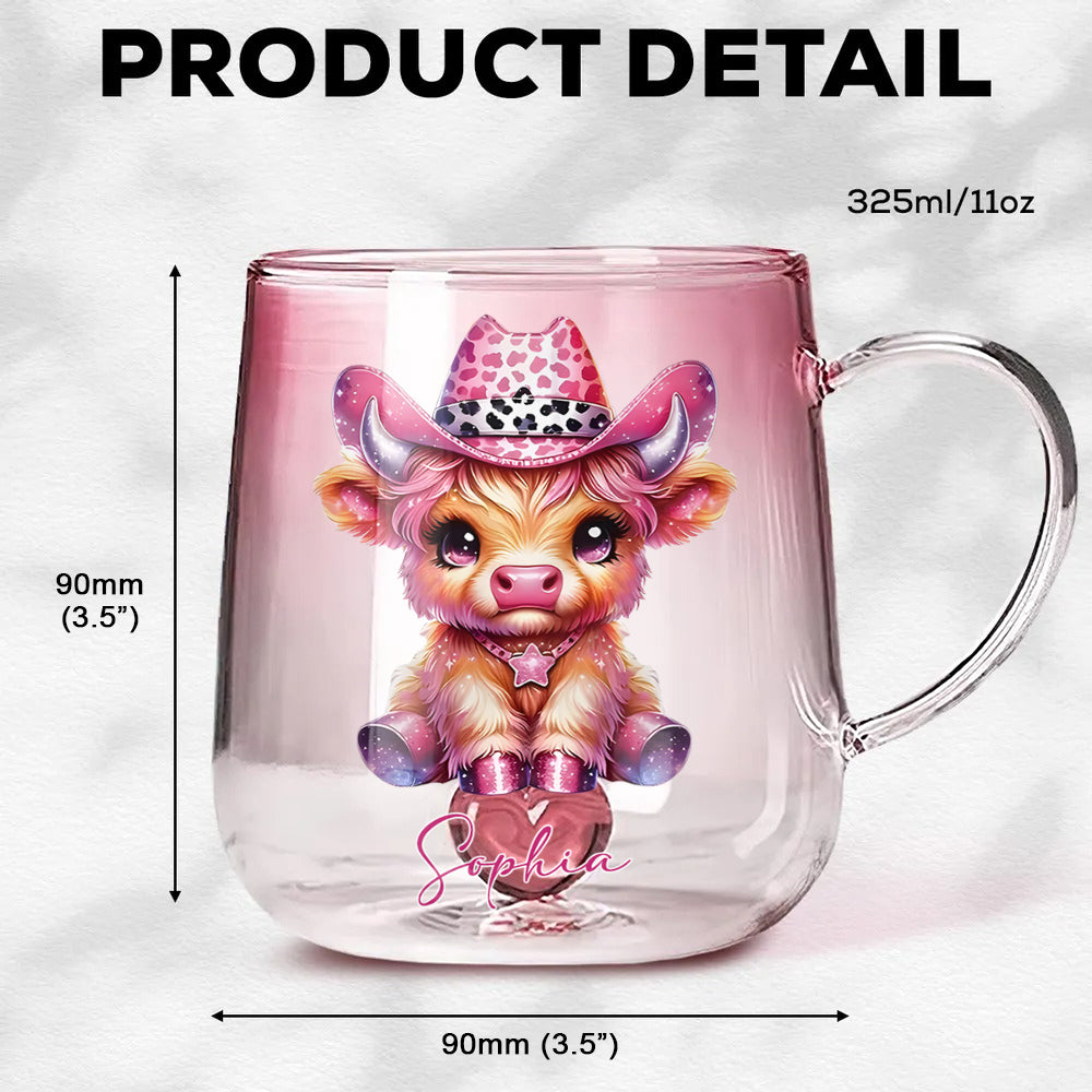 Mug personnalisé « Vache des Highlands mignonne » - Mug en verre dégradé « Vache des Highlands mignonne »
