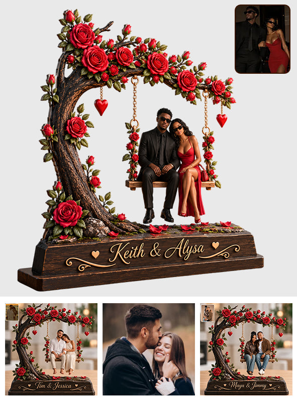 Custom Couple On The Tree Swing - Personalized Couple Plaque With Charm