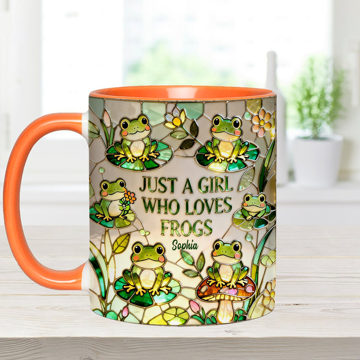 Einfach ein Mädchen, das Frösche liebt – Personalisierte Frosch-Tasse mit Acryl-Rührstäbchen