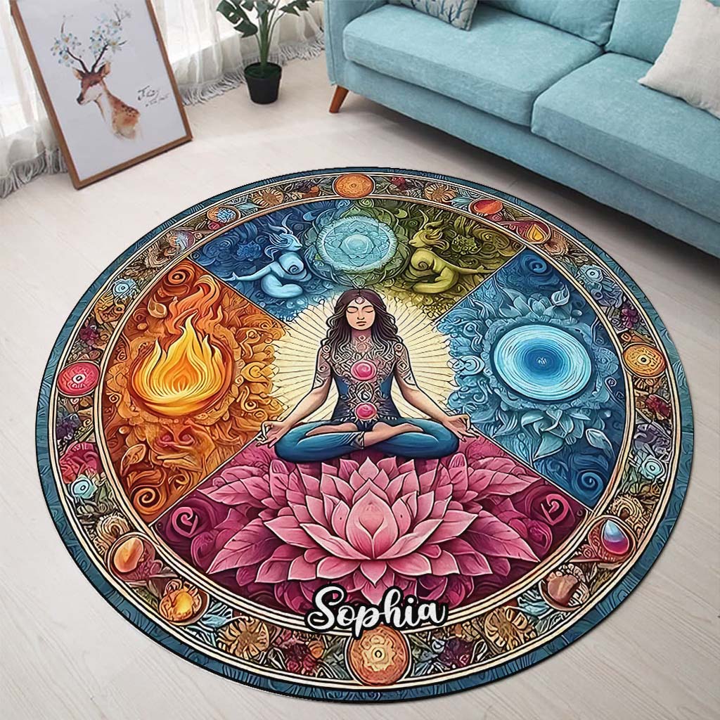 Meditation - Personalisierter runder Yogateppich