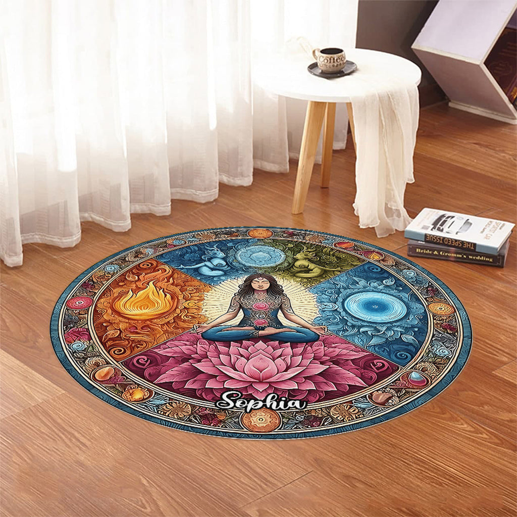 Meditation - Personalisierter runder Yogateppich