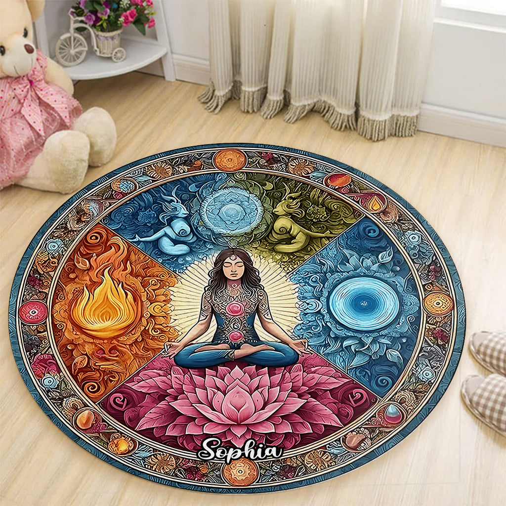 Meditation - Personalisierter runder Yogateppich