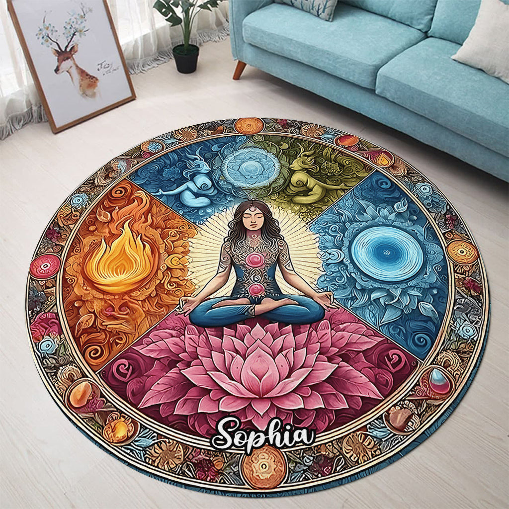 Meditation - Personalisierter runder Yogateppich